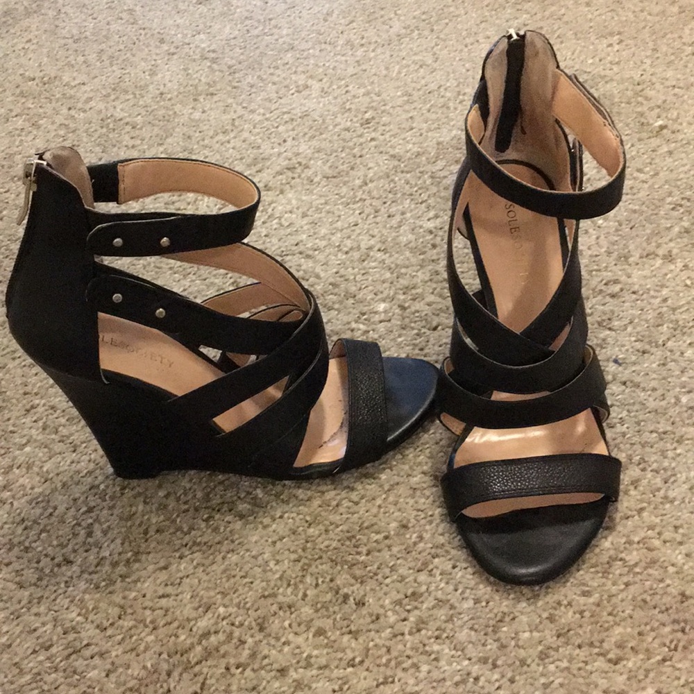 Black sole society wedges size 7.5